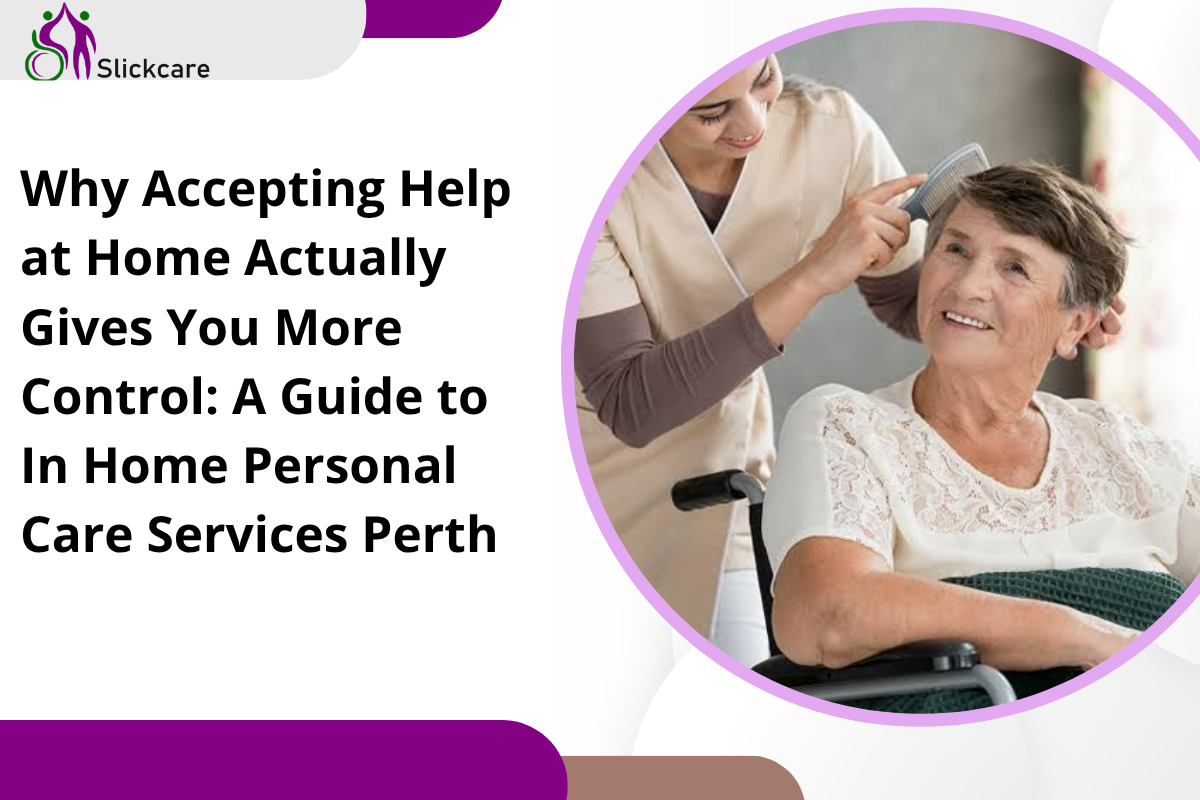 Support worker combing the hair of an elderly woman in a wheelchair receiving In Home Personal Care Services Perth